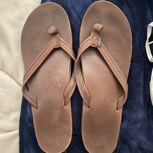 Womens rainbow flip flops. Great condition! Size 8